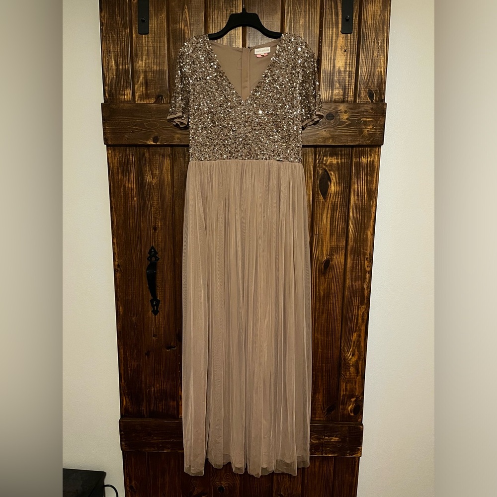 Sequin/sheer formal dress